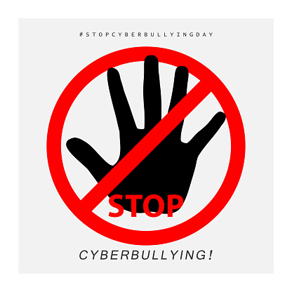 Stop Cyberbullying. Poster Creative design to stop hurting the mind of others through social media. Vector illustration.