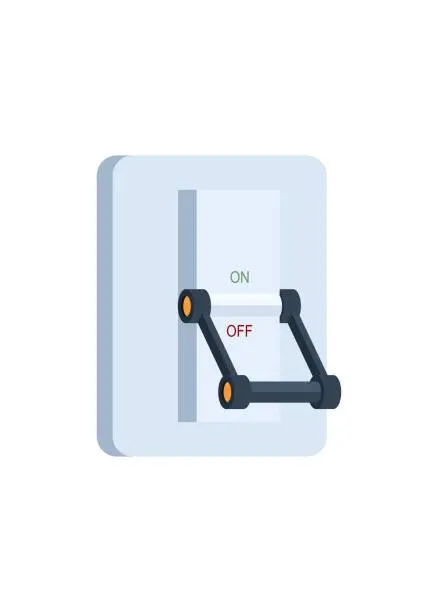 Vector illustration of Circuit breaker with handle. Simple flat illustration