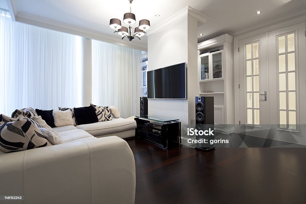 Living room Interior of new designer living room Stereo Stock Photo