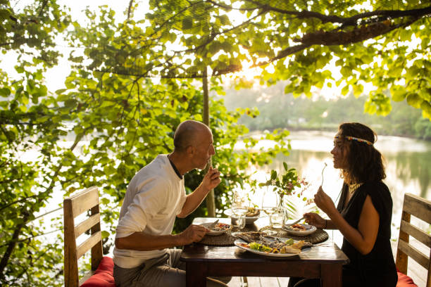 Couple on dinner in restaurant