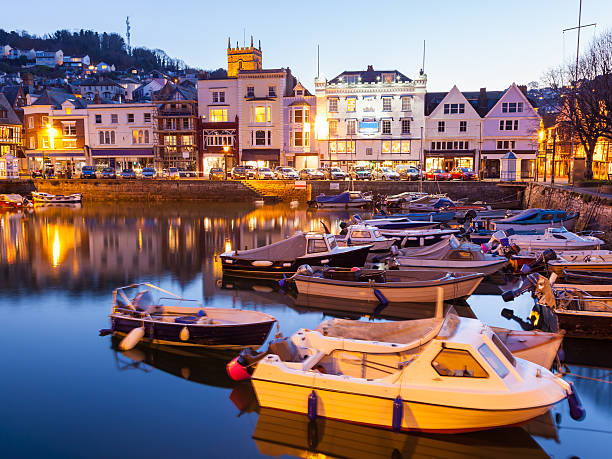 Dartmouth Harbour Dusk at Dartmouth Harbour South Hams, Devon England UK Devon stock pictures, royalty-free photos & images