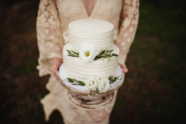 istock Woman holding wedding cake 1481529390