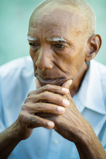 istock Portrait of sad bald senior man 148152962