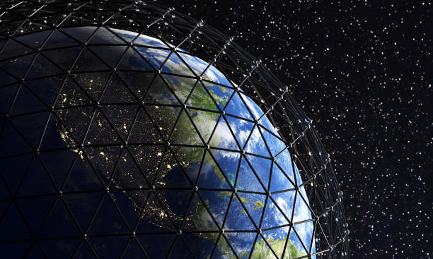 istock Satellite view of futuristic Earth 1481532143