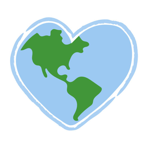istock Heart shaped planet earth icon. Save the world. Eco friendly environmental message. Love. Map centered in America. 1481535845