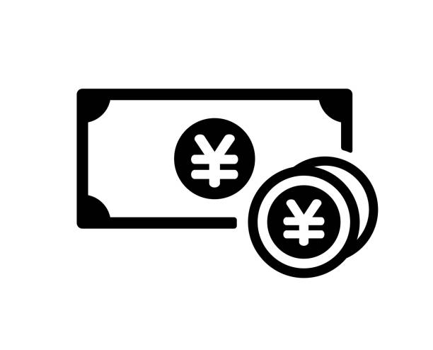 illustrazioni stock, clip art, cartoni animati e icone di tendenza di illustrazione dell'icona del vettore del denaro contante (jpy, yen giapponese) - simbolo dello yen