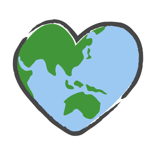 istock Heart shaped planet earth icon. Save the world. Eco friendly environmental message. Love. Map centered in Australia and East Asia. 1481535862