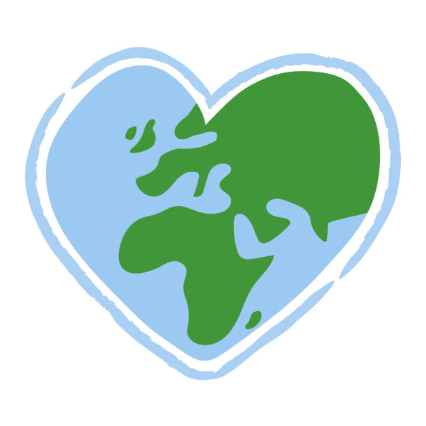 istock Heart shaped planet earth icon. Save the world. Eco friendly environmental message. Love. Map centered in Africa and Europe. 1481536018