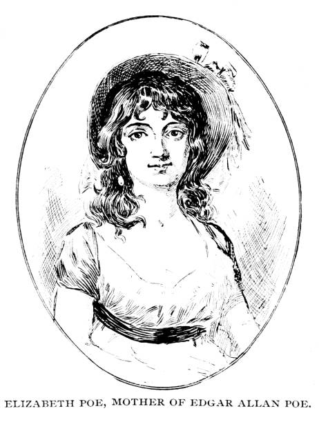 Elizabeth Poe Portrait, Actress and Mother of Author Edgar Allan Poe, Portrait of Elizabeth Poe (1787 – December 8, 1811), an American actress and mother of author Edgar Allan Poe. Illustration published 1897. The original edition is in my archives. Copyright has expired and is in Public Domain. edgar allan poe stock illustrations