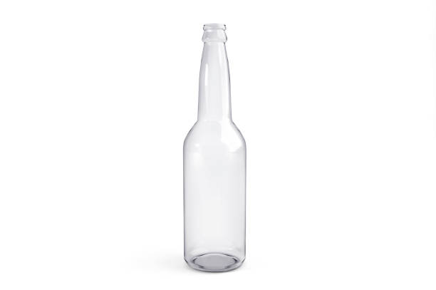 стеклянная пустая бутылка на белом фоне. 3d-рендеринг - open vial стоковые фото и изображения