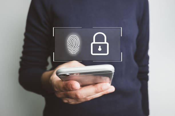 istock Verification of information with finger print by smart phone, Internet security, online financial transaction, 2-step verification, confirm transaction and identity. 1481539125
