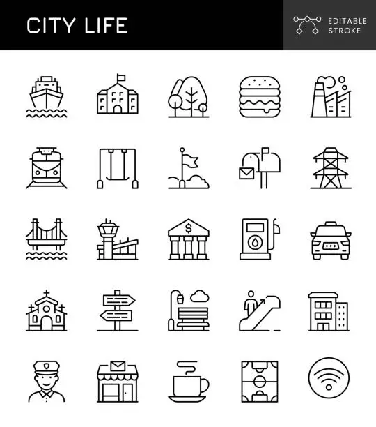 Vector illustration of City Life Icons