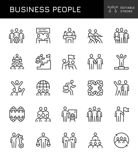 ilustraciones, imágenes clip art, dibujos animados e iconos de stock de iconos de personas de negocios - organization chart decisions business business person