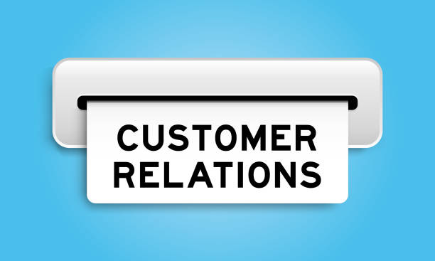 istock White coupon banner with word customer relations from machine on blue color background 1481541594