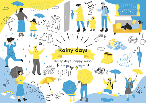 Collection of easy-to-use illustration materials for the rainy season