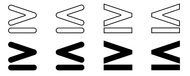 Ungleichheit Symbol Größer Oder Gleich Und Kleiner Oder Gleich Stock ...