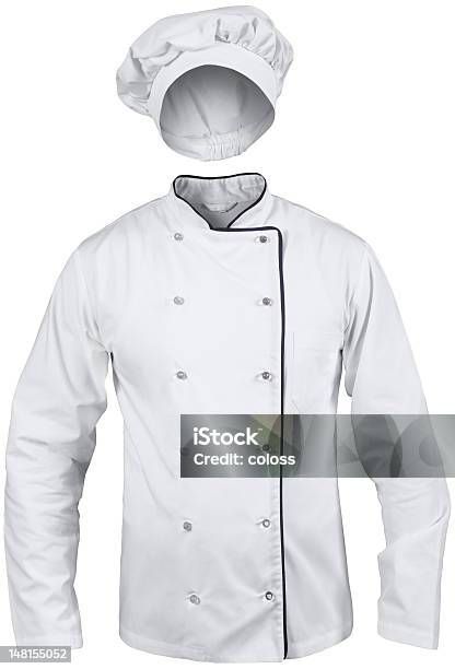 Branco Fato Com Um Chapéu Cook - Fotografias de stock e mais imagens de Chefe de Cozinha - Chefe de Cozinha, Figura para recortar, Vestuário