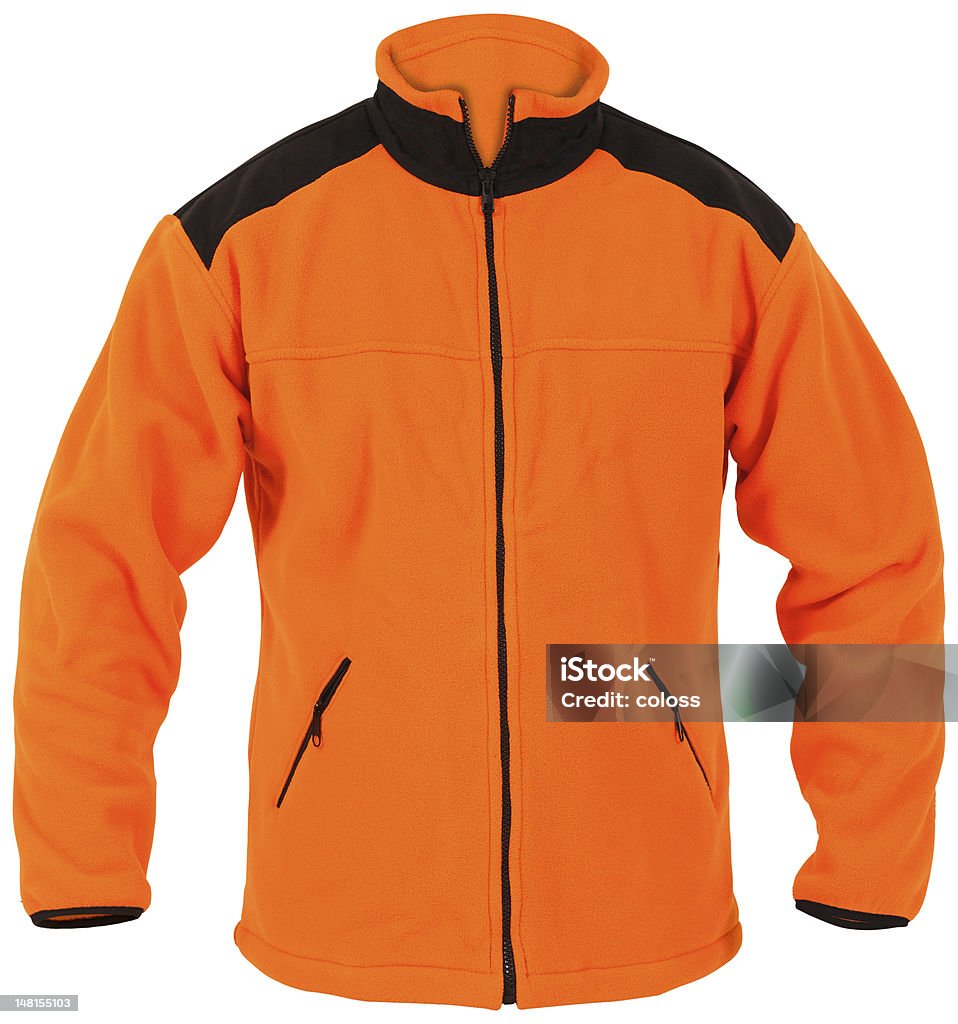 orange male sport jacket orange male sport jacket with black parts and zippers isolated on white background Clothing Stock Photo