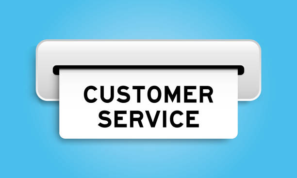istock White coupon banner with word customer service from machine on blue color background 1481556070