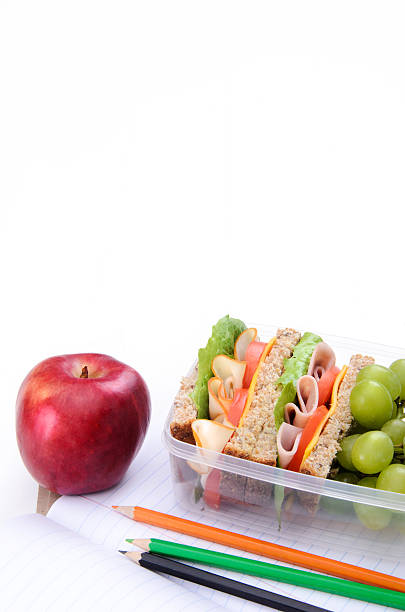 istock Back to school concept with Apple, lunch and pencils 148155638