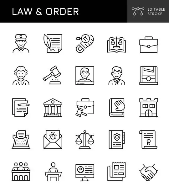 Vector illustration of Law And Order Icons