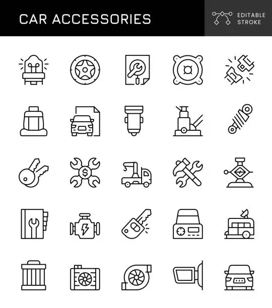 Vector illustration of Car Accessories Icons