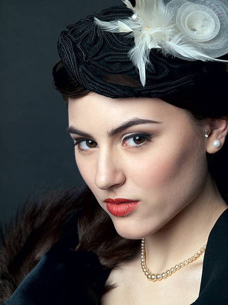 istock Woman retro portrait 148157135