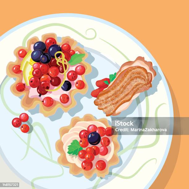 Bolo De Frutas Silvestres - Arte vetorial de stock e mais imagens de Batido - Modo de Preparação de Comida - Batido - Modo de Preparação de Comida, Bolo - Sobremesa, Bolo de Frutas