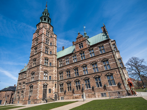 Helsingor, Denmark - Aug. 8th 2022: Kronborg Castle on a summers day. Iconic Danish stronghold by Oresund sound.