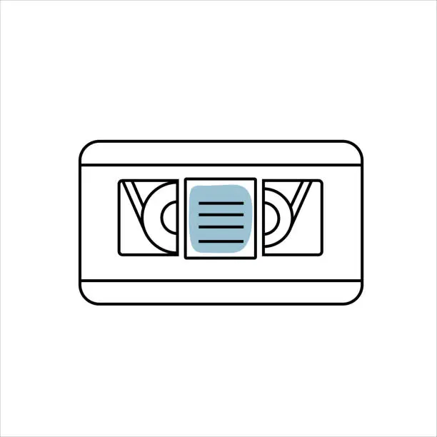 Vector illustration of Hand drawn vector illustration video cassette 90s.