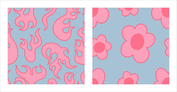 pink hippie oriental_9.04.23 - oriental style woodblock art stock-grafiken, -clipart, -cartoons und -symbole