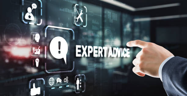 istock Expert advice. Businessman hand touching inscription on virtual screen 1481590459