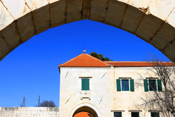Vrana, Croatia - March 18, 2023: Maskovic Khan, most western historical landmark of civilian Ottoman architecture in Vrana, Croatia.
