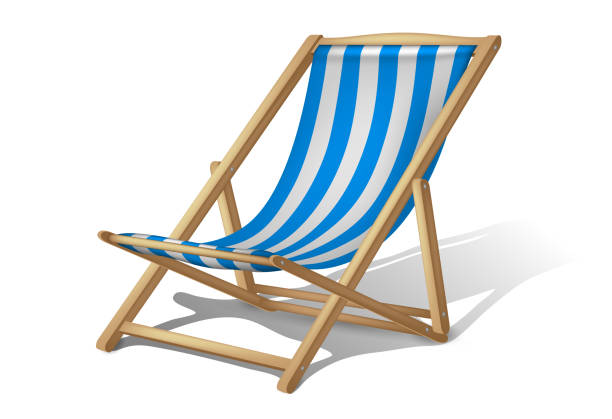 istock Wooden deck chair on a white background. Highly realistic illustration. 1481591340