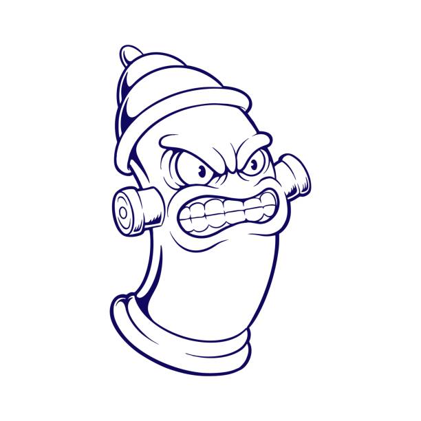 Vintage angry fire hydrant mascot illustrations silhouette Vintage angry fire hydrant mascot illustrations silhouette vector for your work logo, merchandise t-shirt, stickers and label designs, poster, greeting cards advertising business company or brands silhouette of firefighter logo stock illustrations