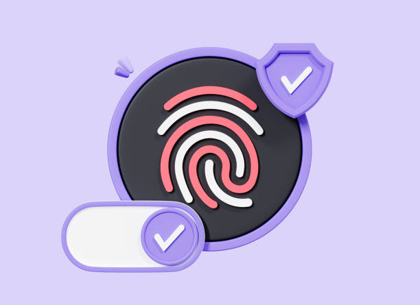 istock 3D Fingerprint scanning. Digital security authentication concept. Identity cyber secure concept. Biometric access control. Cartoon creative design icon isolated on purple background. 3D Rendering 1481594513