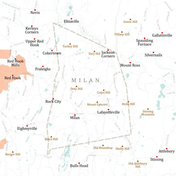 Vector illustration of NY Dutchess Milan Vector Road Map