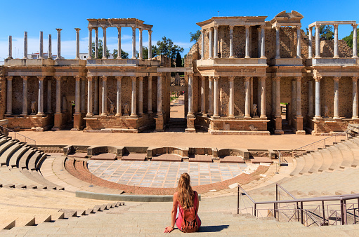 Merida in Estremadura Roman amphitheater , tour tourims in Spain