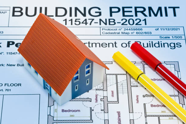 istock Building Permit concept with imaginary building approvation and residential home 1481601331