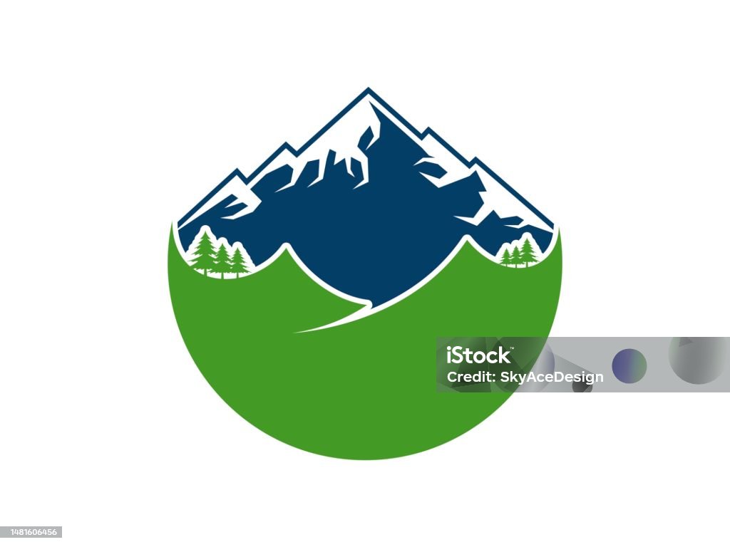Mountainscape Rounded Circular Shape With Mountain Landscape Stock Illustration - Download ...