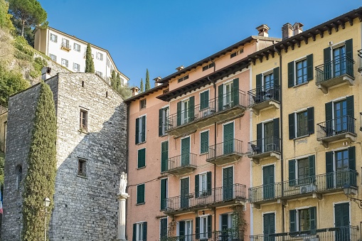 Bellagio village, Como lake in Italy, typical houses in the historic center