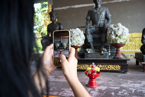 Women Taking Picture of the Temple, Doi Suthep in Chiang Mai, Thailand.