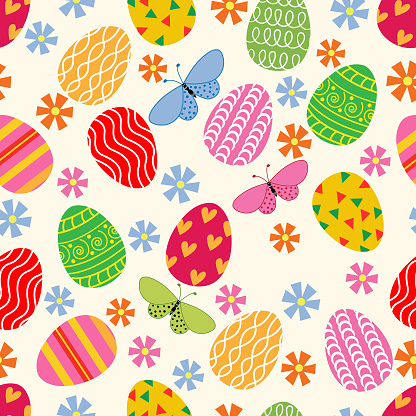 Vector egg seamless pattern .