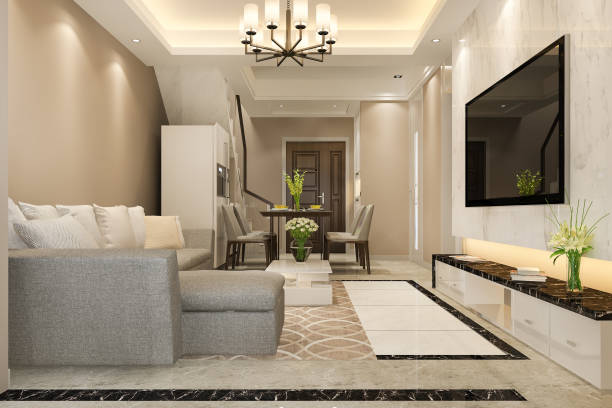istock 3d rendering modern dining room and living room with luxury decor 1481614550