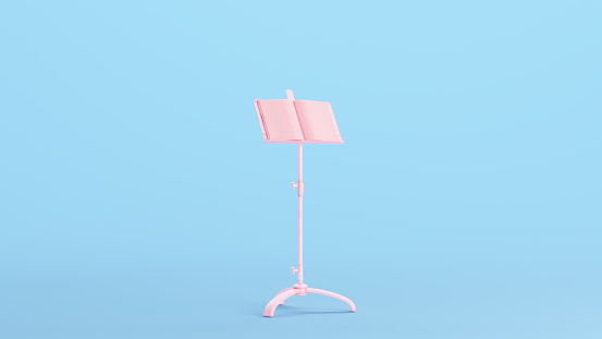 Pink Sheet Music Stand Musical Instrument Frame Kitsch Blue Background 3d illustration render digital rendering