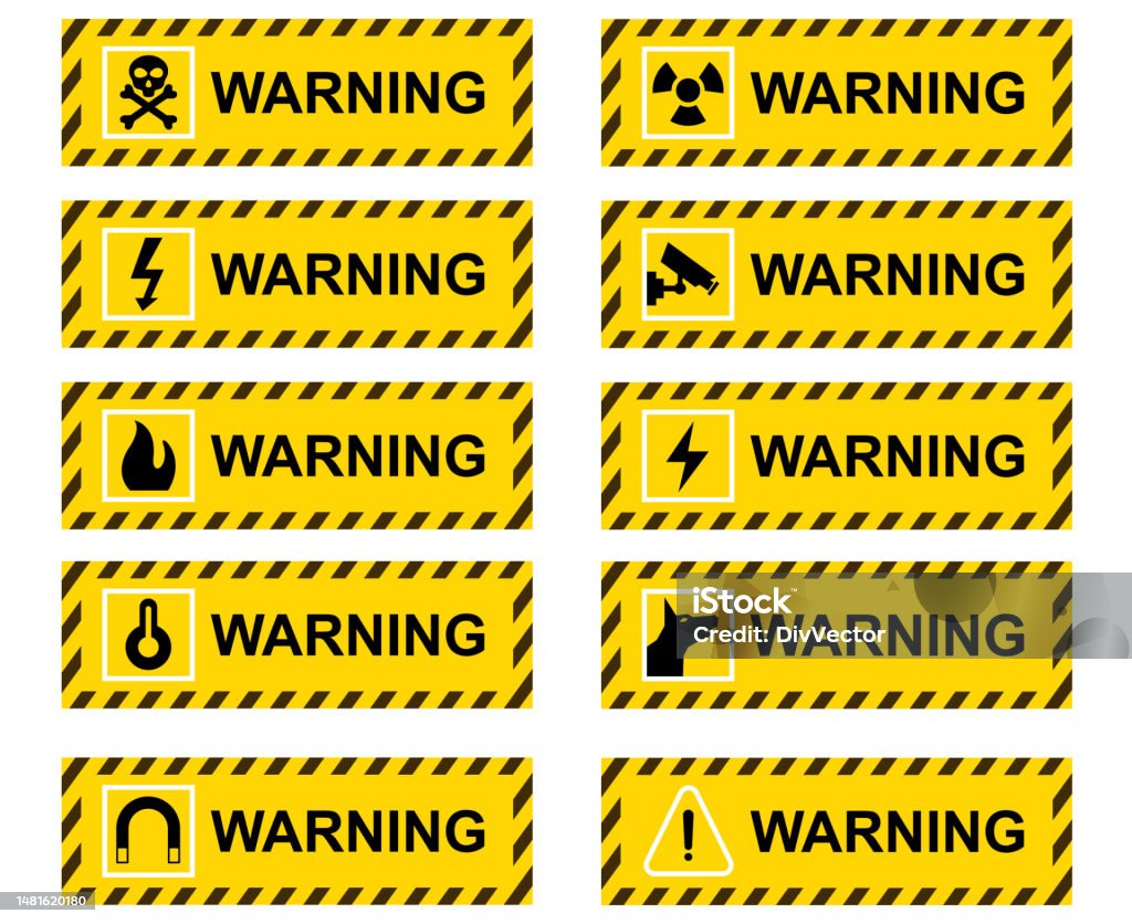 Warning Sign Vector Set Stock Illustration - Download Image Now ...