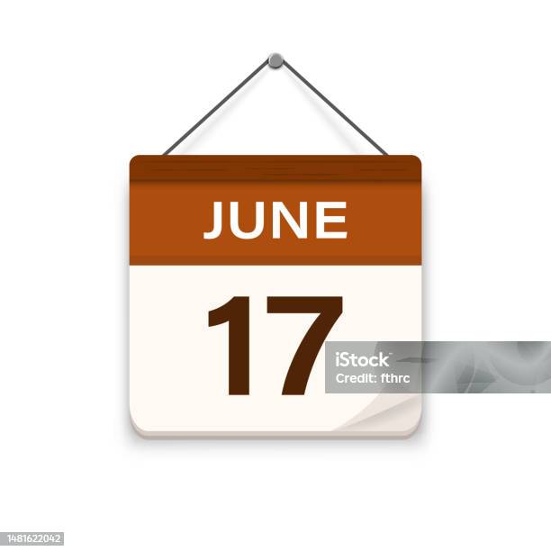June 17 Calendar Icon With Shadow Day Month Meeting Appointment Time