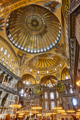 Santa Sofia mosque indoor. Historic landmark place in Istanbul. Turkey