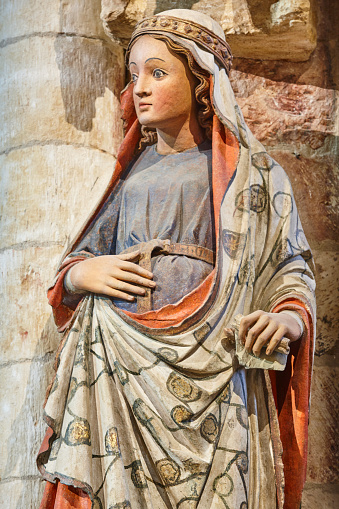 Colored pregnant St. Mary sculpture. Colegiata de Toro. Castilla León photo