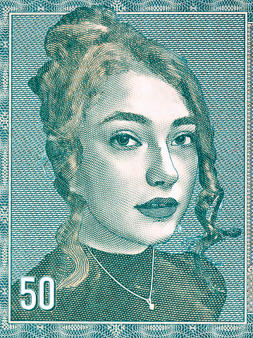 Portrait of a young woman from Liechtenstein money - Frank